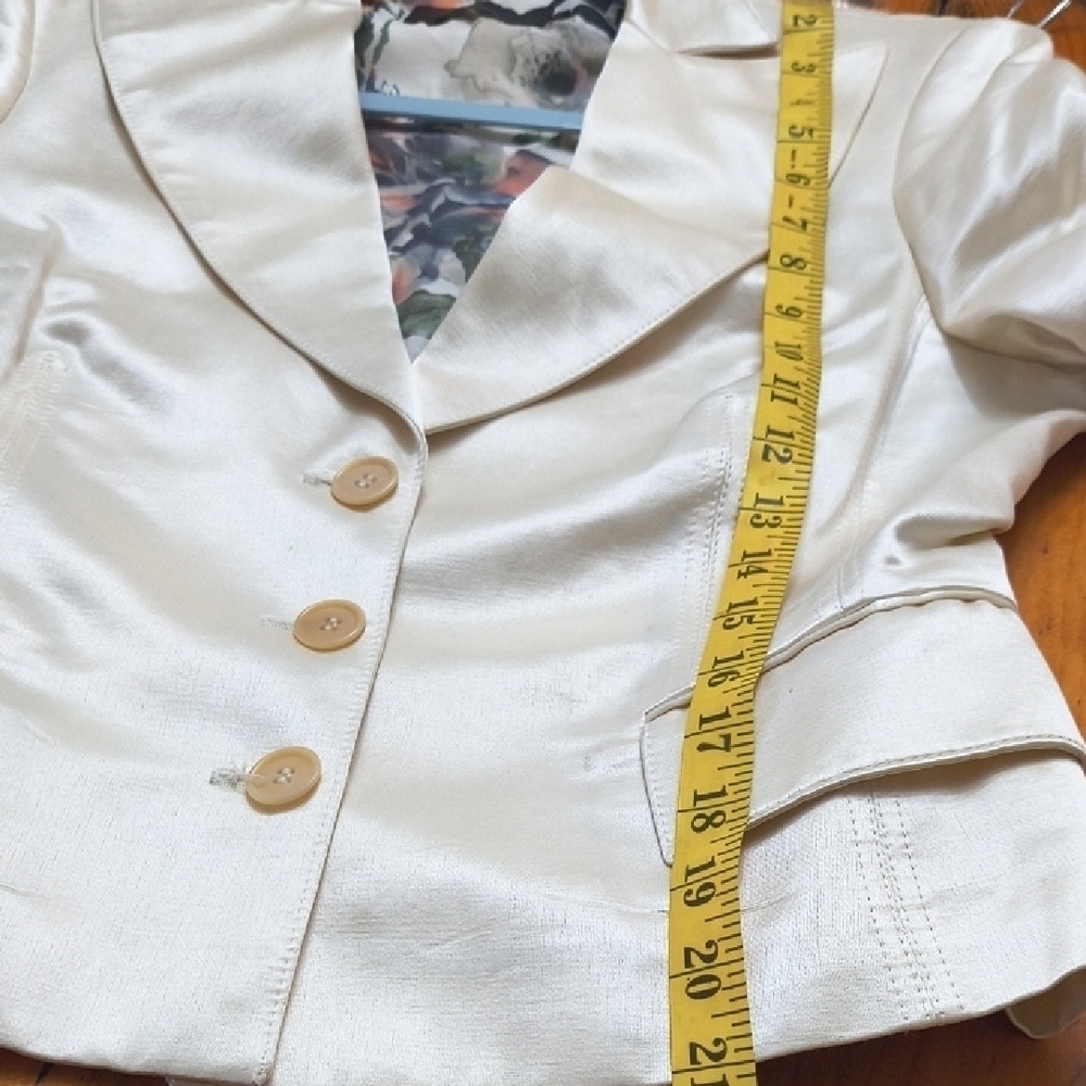 Kulson Italy Elegant Cream Satin Blazer Glam maximalists Scandinavian Preppy - Picture 13 of 14